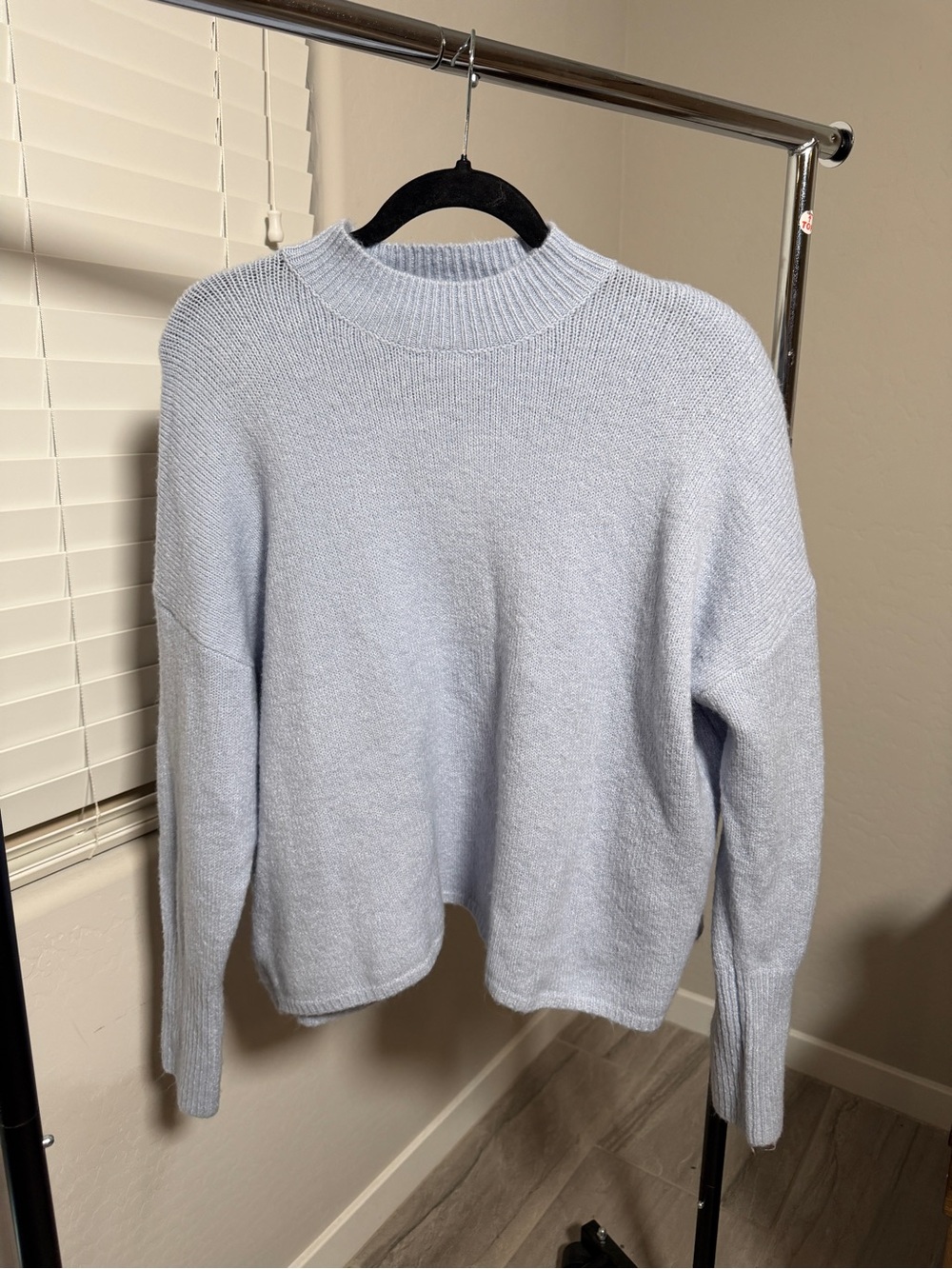 Forever 21 Light Blue Ribbed Mock Neck Sweater